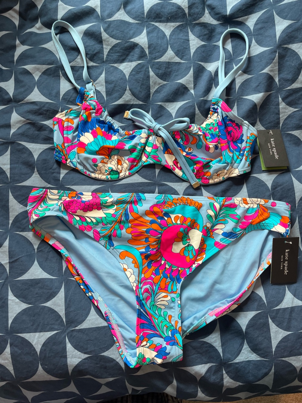 kate spade Light Blue Floral Multicolor Bikini Set